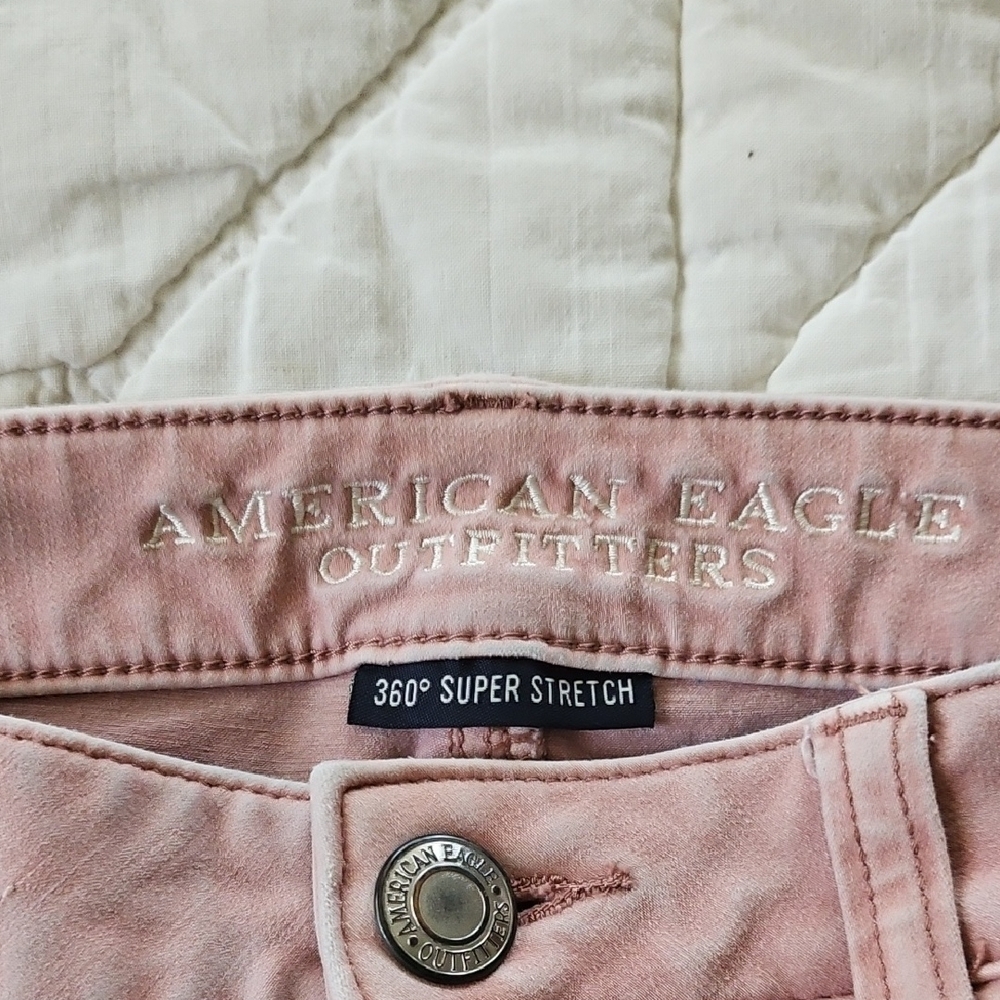 American Eagle -Dusty Rose Sateen - 360 Super Stretch Jeggings- Size 12 XLong - Picture 6 of 10
